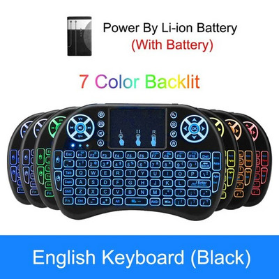 Mini i10 Tastatură 7 Culori I8 I8 2.4G Air Mouse fără fir Tastatură încărcabilă cu baterie de litiu încorporată pentru PC TV BOX Gamepad