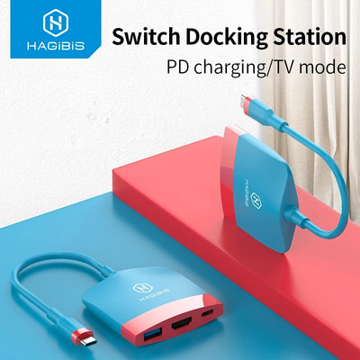 Hagibis Switch Dock Dock TV pentru Nintendo Switch Stație de andocare portabilă USB C la 4K Hub USB 3.0 compatibil HDMI pentru Macbook Pro