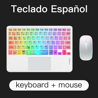 Tastatură și mouse cu iluminare din spate Bluetooth cu touchpad pentru tabletă portabilă Apple Xiaomi Huawei Samsung în mai multe culori și limbi
