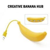 Adorabil, amuzant, design în formă de banană, hub USB 2.0 cu 4 porturi, extensior creativ portabil, potrivit pentru PC, Mac, laptop