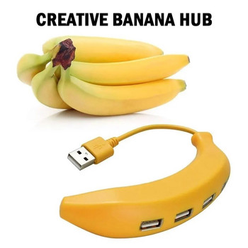 Αξιολάτρευτο Funny Banana Shape Design Hub USB 2.0 4 Port, Portable Creative Extender, Κατάλληλο για PC Mac Laptop