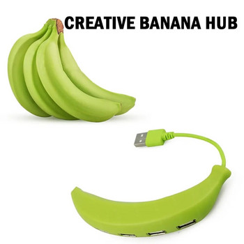 Αξιολάτρευτο Funny Banana Shape Design Hub USB 2.0 4 Port, Portable Creative Extender, Κατάλληλο για PC Mac Laptop