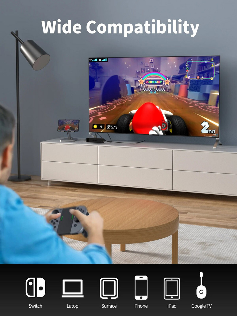 Lemorele TC100 USB C HUB USB 3.0 dokstacija RJ45 Gigabit Ethernet USB Type-C uz Dual HDMI VGA Macbook Air Pro iPad Pro