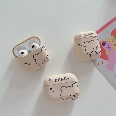 Калъф за слушалки Pro2 Cartoon Bear за нови Airpods 3 от 2021 г. Сладко IMD меко покритие за AirPods Pro 1 2 Защитна обвивка с кука