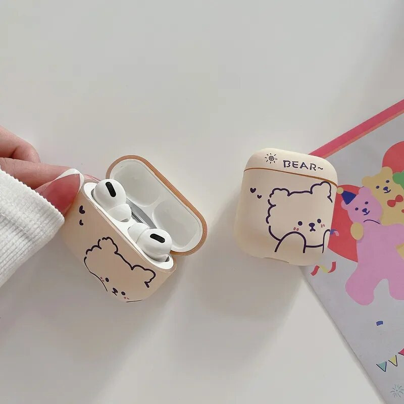 Pro2 Cartoon Bear fülhallgató tok 2021-hez, új Airpods 3 tok Aranyos IMD puha borítás AirPods Pro 1 2 védőtokhoz akasztóval