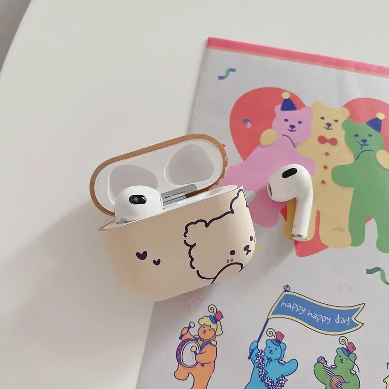 Pro2 Cartoon Bear fülhallgató tok 2021-hez, új Airpods 3 tok Aranyos IMD puha borítás AirPods Pro 1 2 védőtokhoz akasztóval