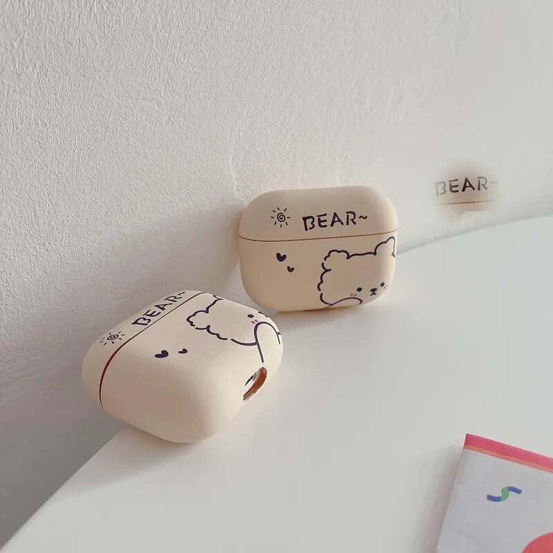 Pro2 Cartoon Bear fülhallgató tok 2021-hez, új Airpods 3 tok Aranyos IMD puha borítás AirPods Pro 1 2 védőtokhoz akasztóval