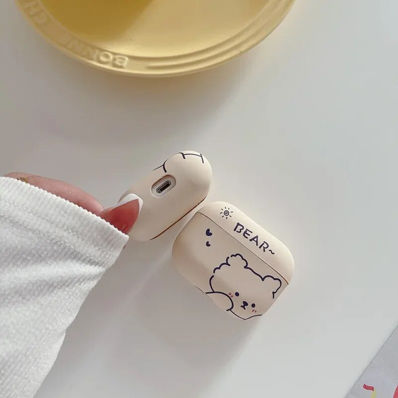 Pro2 Cartoon Bear fülhallgató tok 2021-hez, új Airpods 3 tok Aranyos IMD puha borítás AirPods Pro 1 2 védőtokhoz akasztóval