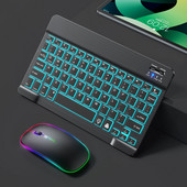 Mini tastatură și mouse fără fir Tastatură Bluetooth Led Spaniolă Rusă Tastaturi reîncărcabile cu iluminare din spate pentru Ipad Tablet Telefon