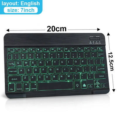 Mini tastatură și mouse fără fir Tastatură Bluetooth Led Spaniolă Rusă Tastaturi reîncărcabile cu iluminare din spate pentru Ipad Tablet Telefon
