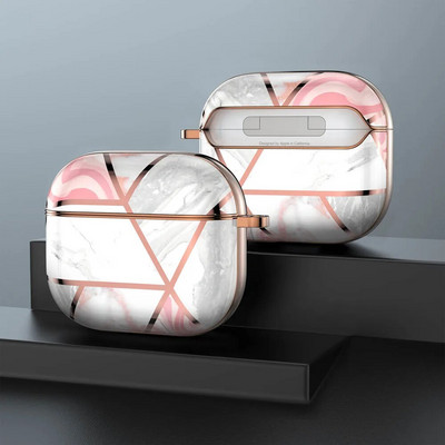 Πολυτελής μαρμάρινη θήκη ακουστικών για AirPods Pro 2 1 Ηλεκτρομεταλλωμένη χρυσή γεωμετρική γυαλιστερή σκληρή προστατευτική κοκ για AirPod 3 Air Pods