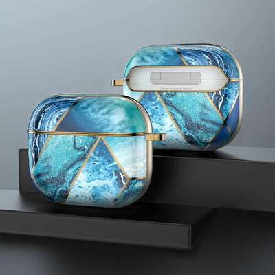 Πολυτελής μαρμάρινη θήκη ακουστικών για AirPods Pro 2 1 Ηλεκτρομεταλλωμένη χρυσή γεωμετρική γυαλιστερή σκληρή προστατευτική κοκ για AirPod 3 Air Pods