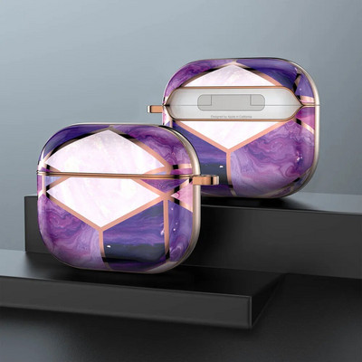 Πολυτελής μαρμάρινη θήκη ακουστικών για AirPods Pro 2 1 Ηλεκτρομεταλλωμένη χρυσή γεωμετρική γυαλιστερή σκληρή προστατευτική κοκ για AirPod 3 Air Pods