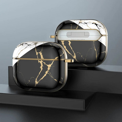 Πολυτελής μαρμάρινη θήκη ακουστικών για AirPods Pro 2 1 Ηλεκτρομεταλλωμένη χρυσή γεωμετρική γυαλιστερή σκληρή προστατευτική κοκ για AirPod 3 Air Pods