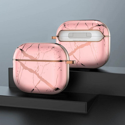 Πολυτελής μαρμάρινη θήκη ακουστικών για AirPods Pro 2 1 Ηλεκτρομεταλλωμένη χρυσή γεωμετρική γυαλιστερή σκληρή προστατευτική κοκ για AirPod 3 Air Pods