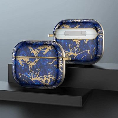 Πολυτελής μαρμάρινη θήκη ακουστικών για AirPods Pro 2 1 Ηλεκτρομεταλλωμένη χρυσή γεωμετρική γυαλιστερή σκληρή προστατευτική κοκ για AirPod 3 Air Pods