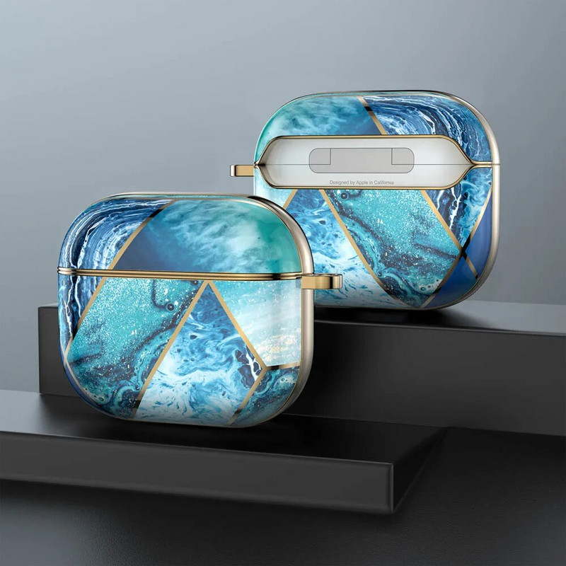 Πολυτελής μαρμάρινη θήκη ακουστικών για AirPods Pro 2 1 Ηλεκτρομεταλλωμένη χρυσή γεωμετρική γυαλιστερή σκληρή προστατευτική κοκ για AirPod 3 Air Pods