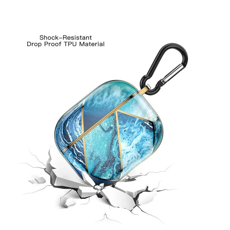 Πολυτελής μαρμάρινη θήκη ακουστικών για AirPods Pro 2 1 Ηλεκτρομεταλλωμένη χρυσή γεωμετρική γυαλιστερή σκληρή προστατευτική κοκ για AirPod 3 Air Pods