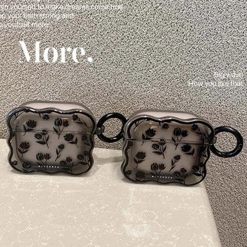 INS Clear Black Tulip Flower Case για AirPods 3 1 Χαριτωμένο διαφανές κάλυμμα Retro Rose Flowers Wave Earphone Funda For Airpod Pro 2