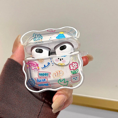 INS Caurspīdīgs Black Tulip Flower futrālis AirPods 3 1 Jauks caurspīdīgs vāciņš Retro Rose Flowers Wave Austiņas Funda ierīcei Airpod Pro 2