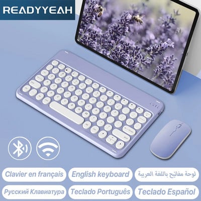 Tastatură și mouse Bluetooth cu tastatură fără fir spaniolă portugheză rusă ebraică franceză arabă pentru laptop tabletă iPad