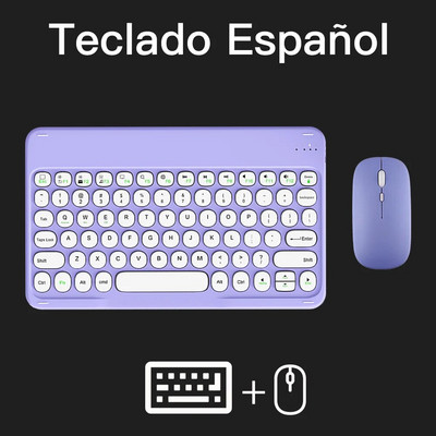 Tastatură și mouse Bluetooth cu tastatură fără fir spaniolă portugheză rusă ebraică franceză arabă pentru laptop tabletă iPad