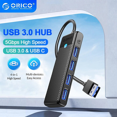 ORICO Hub Usb3.0 5Gbps kiire USB-jaotur 3 0 mitme pordiga C-tüüpi jaotur Mitme USB 4-pordi jaoturi adapteri laiendusdokk OTG