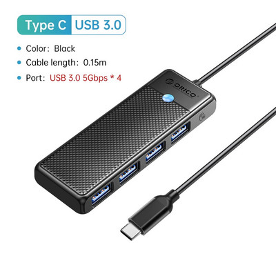 ORICO Hub Usb3.0 5Gbps High Speed USB Hub 3 0 Multiple Port Type C HUB Multi USB 4-Port Splitter Adapter Expansion Dock OTG