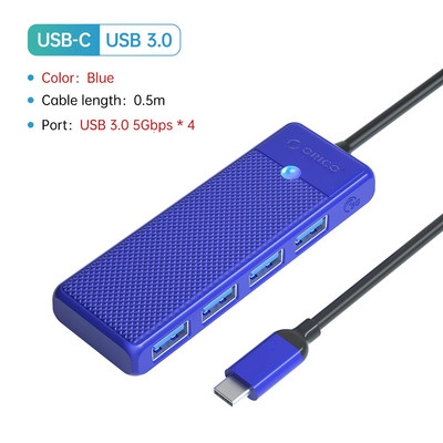 ORICO Hub Usb3.0 5Gbps High Speed USB Hub 3 0 Multiple Port Type C HUB Multi USB 4-Port Splitter Adapter Expansion Dock OTG