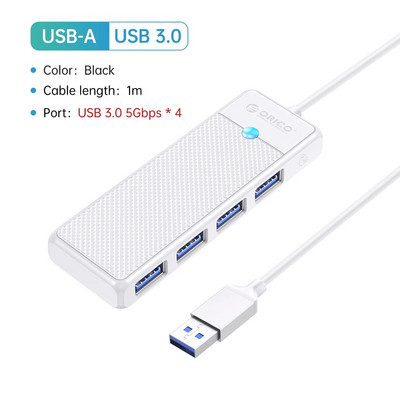 ORICO Hub Usb3.0 5Gbps High Speed USB Hub 3 0 Multiple Port Type C HUB Multi USB 4-Port Splitter Adapter Expansion Dock OTG