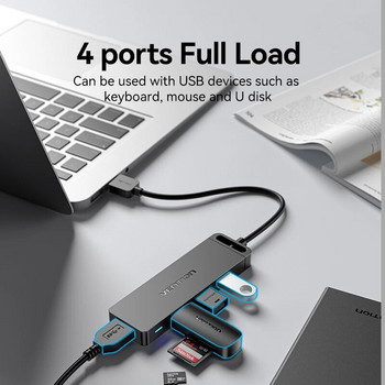 Vention USB C HUB 4 порта USB Type C към USB сплитер с микро зарядно захранване за Lenovo Macbook Pro iPad Samsung PC USB 3.0 HUB