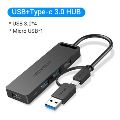 Εξαερισμός USB C HUB 4 Θύρες USB Τύπου C σε Διαχωριστή USB με ισχύ μικροφόρτισης για Lenovo Macbook Pro iPad Samsung PC USB 3.0 HUB