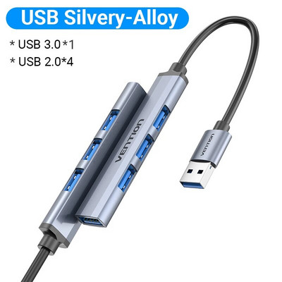 Εξαερισμός USB C HUB 4 Θύρες USB Τύπου C σε Διαχωριστή USB με ισχύ μικροφόρτισης για Lenovo Macbook Pro iPad Samsung PC USB 3.0 HUB