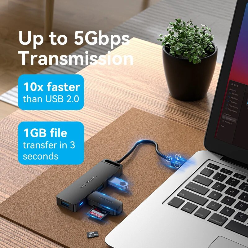 Εξαερισμός USB C HUB 4 Θύρες USB Τύπου C σε Διαχωριστή USB με ισχύ μικροφόρτισης για Lenovo Macbook Pro iPad Samsung PC USB 3.0 HUB