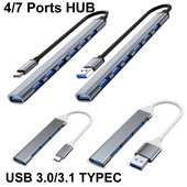 USB 3.0/2.0 TYPE-C 3.1 7/4 pordiga USB-jaotur OTG kiirus 5Gbps Macbook PC arvutitelefonile mobiilne kõvaketas U ketas hiire klaviatuur