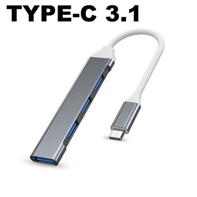 USB 3.0/2.0 TYPE-C 3.1 7/4 pordiga USB-jaotur OTG kiirus 5Gbps Macbook PC arvutitelefonile mobiilne kõvaketas U ketas hiire klaviatuur