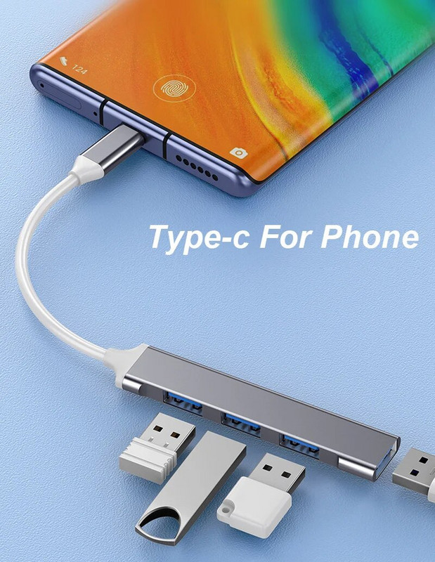 USB 3.0/2.0 TYPE-C 3.1 7/4 pordiga USB-jaotur OTG kiirus 5Gbps Macbook PC arvutitelefonile mobiilne kõvaketas U ketas hiire klaviatuur