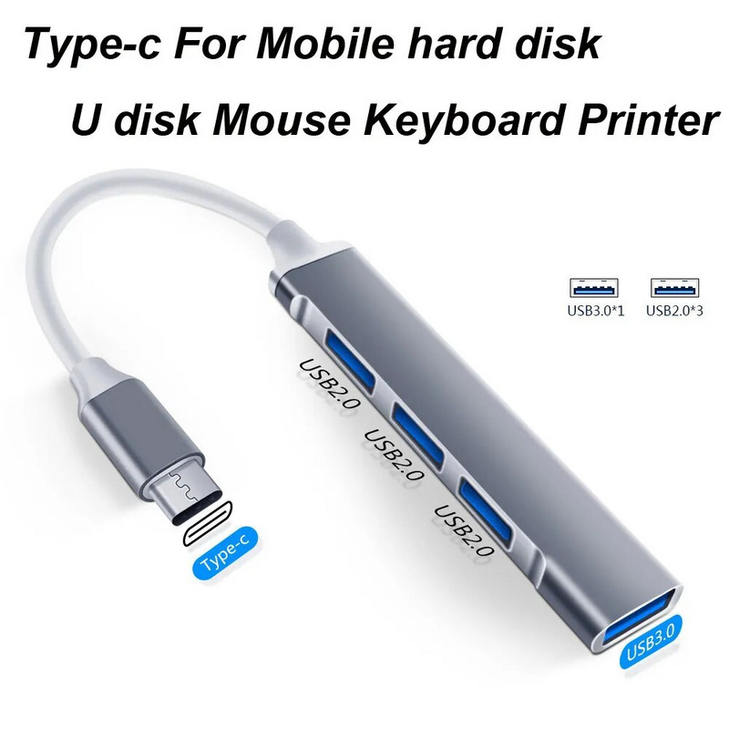 USB 3.0/2.0 TYPE-C 3.1 7/4 pordiga USB-jaotur OTG kiirus 5Gbps Macbook PC arvutitelefonile mobiilne kõvaketas U ketas hiire klaviatuur