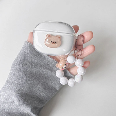 Για Realme Buds T100 Case Cute Bear / Cartoon Animal Cover Διαφανές κάλυμμα ακουστικών σιλικόνης με κάλυμμα μπρελόκ t100