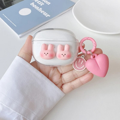 Για Realme Buds T100 Case Cute Bear / Cartoon Animal Cover Διαφανές κάλυμμα ακουστικών σιλικόνης με κάλυμμα μπρελόκ t100