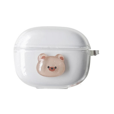Για Realme Buds T100 Case Cute Bear / Cartoon Animal Cover Διαφανές κάλυμμα ακουστικών σιλικόνης με κάλυμμα μπρελόκ t100