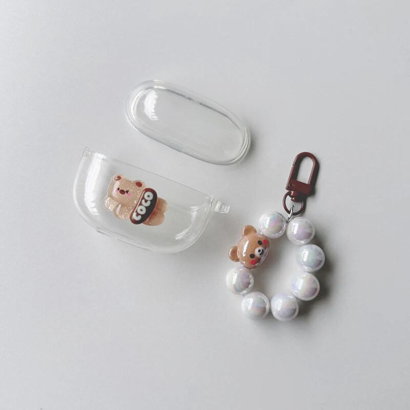 Για Realme Buds T100 Case Cute Bear / Cartoon Animal Cover Διαφανές κάλυμμα ακουστικών σιλικόνης με κάλυμμα μπρελόκ t100