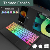 Tastatură și mouse fără fir cu iluminare din spate, cu touchpad pentru sistem iOS, Android, Windows, compatibil Bluetooth, portabil, iluminat din spate