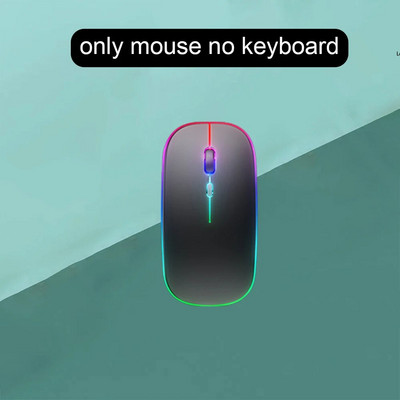 Tastatură și mouse fără fir cu iluminare din spate, cu touchpad pentru sistem iOS, Android, Windows, compatibil Bluetooth, portabil, iluminat din spate