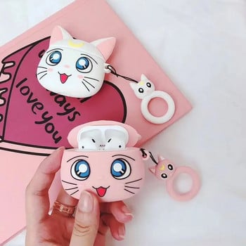 Cartoon Luna Cat Сладък капак за слушалки за Apple Airpod 1 2 3 Pro Case Аниме Слушалки Безжични bluetooth Protect Cover Ring Strap