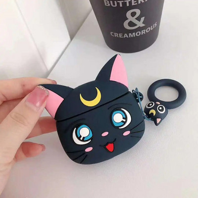Crtić Luna Cat Slatka maska za slušalice za Apple Airpod 1 2 3 Pro Case Anime slušalice Bežične bluetooth Protect Cover Ring Remen