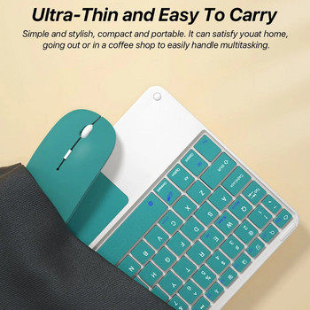 Акумулаторна ултратънка безжична клавиатура и мишка за телефон iPad Mini Pro Air Компютърен таблет за игри Bluetooth Teclado устройство