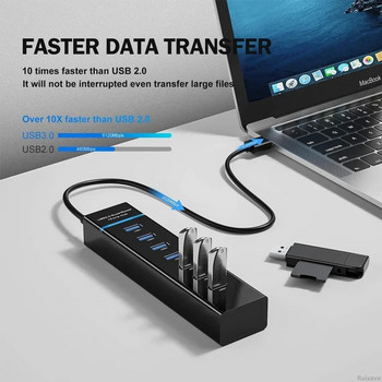 Ruisave Usb Hub 3 0 Extender High Speed 4 7 Port USB Splitter Multiport за Lenovo Xiaomi Macbook Pro PC лаптоп аксесоари