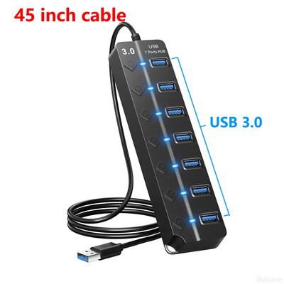 Ruisave Usb Hub 3 0 Extender de mare viteză 4 7 porturi USB Splitter Multiport pentru Lenovo Xiaomi Macbook Pro PC Accesorii laptop