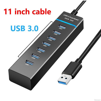 Ruisave Usb Hub 3 0 Extender de mare viteză 4 7 porturi USB Splitter Multiport pentru Lenovo Xiaomi Macbook Pro PC Accesorii laptop